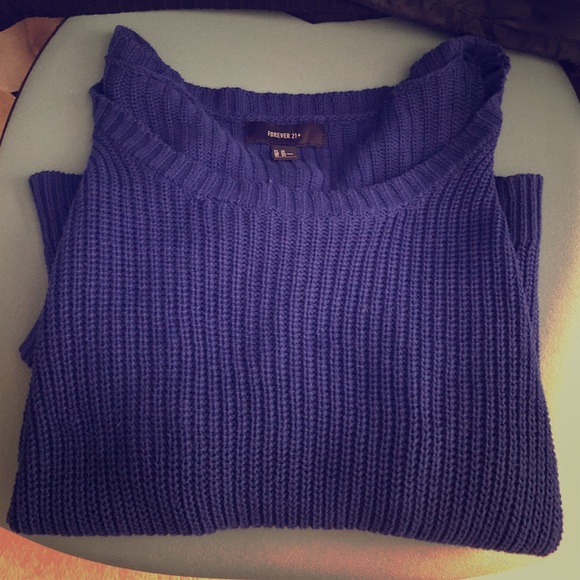 Crop Knit Sweater- Royal Blue- Forever 21 + - Picture 1 of 1